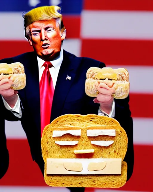 Prompt: donald trump made out of bread