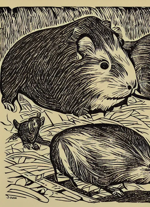 Image similar to guinea pig woodcut print by Samuel Jessurun de Mesquita