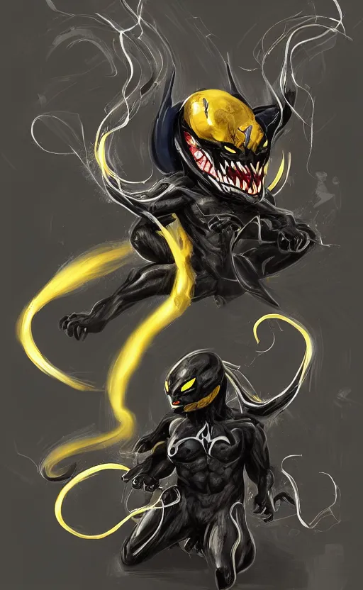 Image similar to venom as pikachu, dynamic lighting, photorealistic dark fantasy concept art, trending on art station, stunning visuals, creative, cinematic, ultra detailed