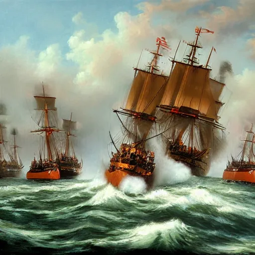 Image similar to Naval Battle 4k oil painting