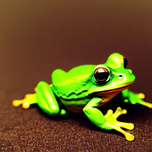 Image similar to beatiful photograph of cute simple clay frog, simple background, natural lighting, 4 k, award - winning