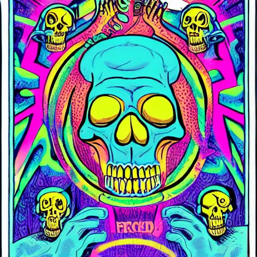 Image similar to a secret dream held by the reptilian overlords in psychedelic neon colors. drinking from the skulls of the poor