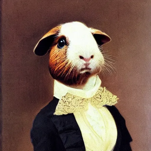 Prompt: a guinea pig dressed as chopin, 1 9 th century oil painting