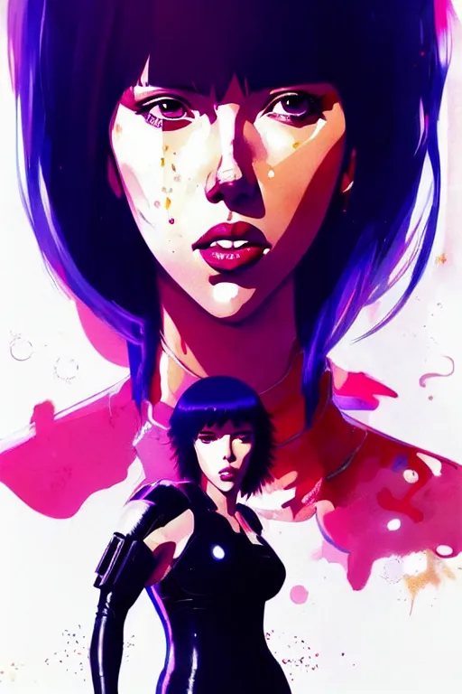 Image similar to a ultradetailed beautiful panting of scarlett johansson as motoko kusanagi, by conrad roset, greg rutkowski and makoto shinkai, trending on artstation