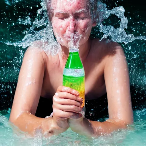 Prompt: a person bathing in 9 5 % ethanol, portrait photograph