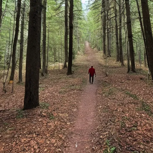 Image similar to Human nervous system spotted walking on its own in the woods, found footage, national reserve