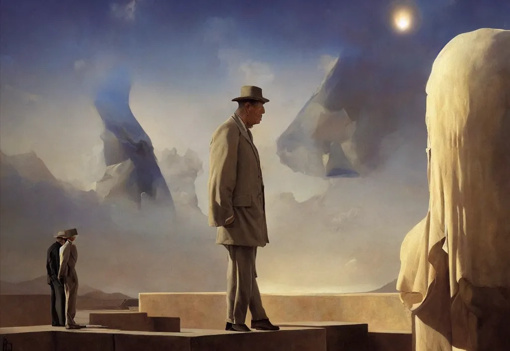 Image similar to thoughts of dreams, art by james gurney and greg rutkowski, surrealism by salvador dali, very detailed, high resolution, inspired by rene magritte, volumetric lighting