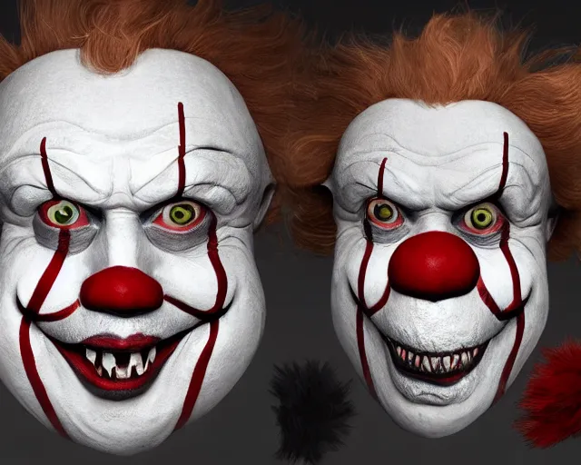 Prompt: boris johnson as pennywise, character art, by various concept artists, redshift render, hyperrealistic face, photorealistic render