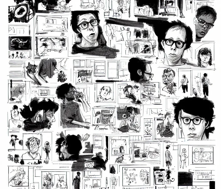 Prompt: character study of todd solondz | vivid colors : storyboard, concept design, realistic. by gabriel hardman, joe alves, j. todd anderson, chris bonura. cinematic atmosphere, detailed and intricate, perfect anatomy