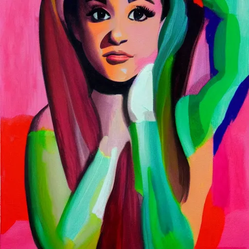 Image similar to painting of Ariana Grande in the style of Chamberlain, Johns, abstract, expressionism