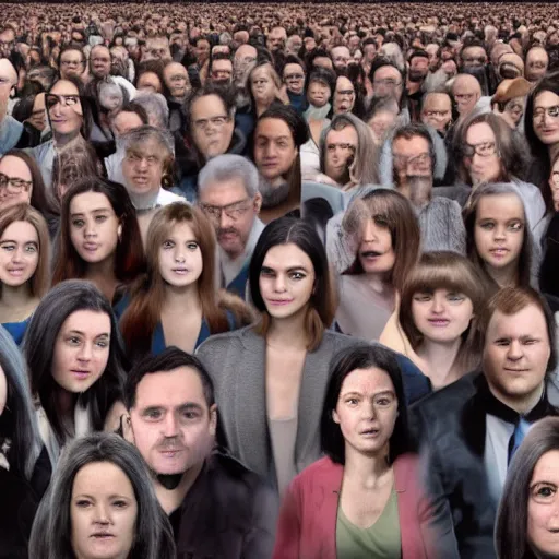 Image similar to a crowd of people everyone with the same face
