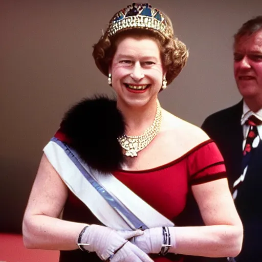 Image similar to queen elizabeth ii in wwe, 1 9 9 0