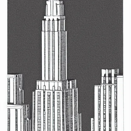 Prompt: construction plans of empire state building, sketch, in the style of da vinci