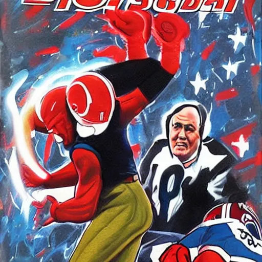 Prompt: comic book cover for'coach belichick spying on opponents ', art by alex ross