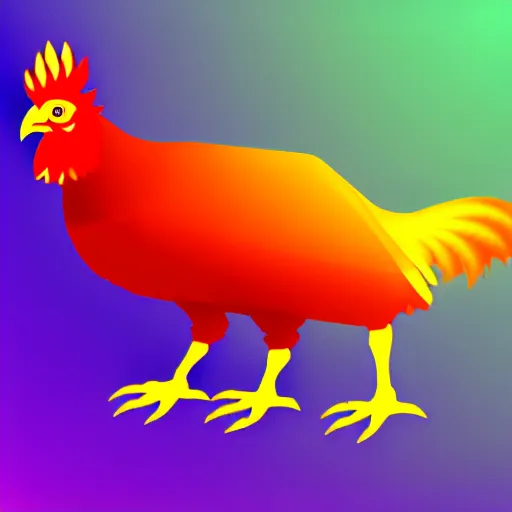 Prompt: hybrid chicken that's mostly kratos, digital art, cold hue's, warm tone gradient background, 8 k
