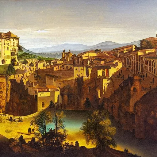 Image similar to oil painting of ronda city, by leonardo da vinci