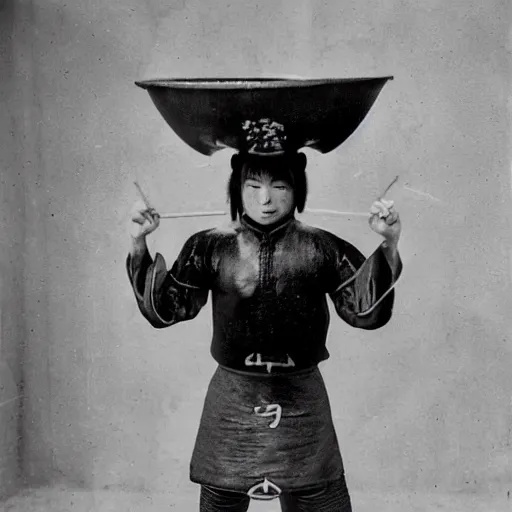 Prompt: bizarre japanese milk warrior, daguerrotype