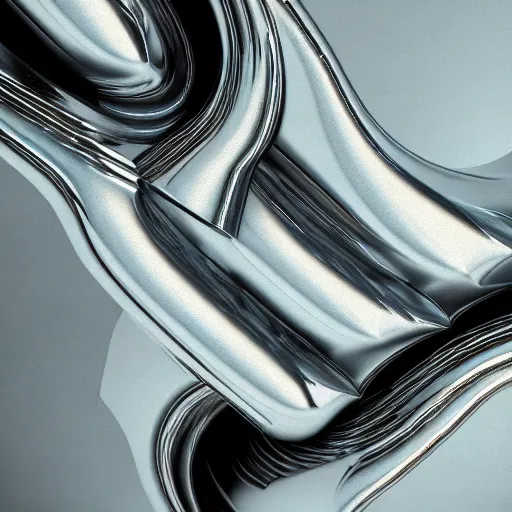 Image similar to hyperfuturism abstract 3 d object, liquid metal, chrome, fur, octane render, high detail