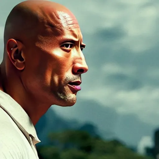 Image similar to film still of dwayne johnson as ip man, pose wing chun style