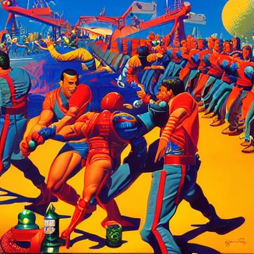 Prompt: power games, artwork by greg hildebrandt. vibrant colors. inspired by war games movie