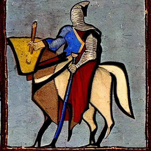 Image similar to wolf knight, medieval painting,