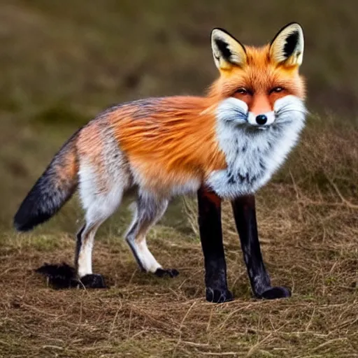 Prompt: a fox holding a knife