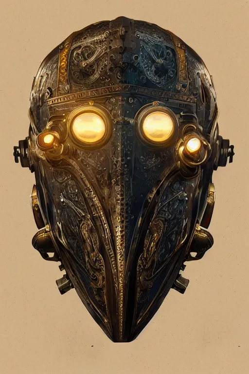 Image similar to steampunk helmet fantasy art mask robot ninja stylized digital illustration sharp focus, elegant intricate digital painting artstation concept art global illumination ray tracing advanced technology chaykin howard and campionpascale and cooke darwyn and davis jack