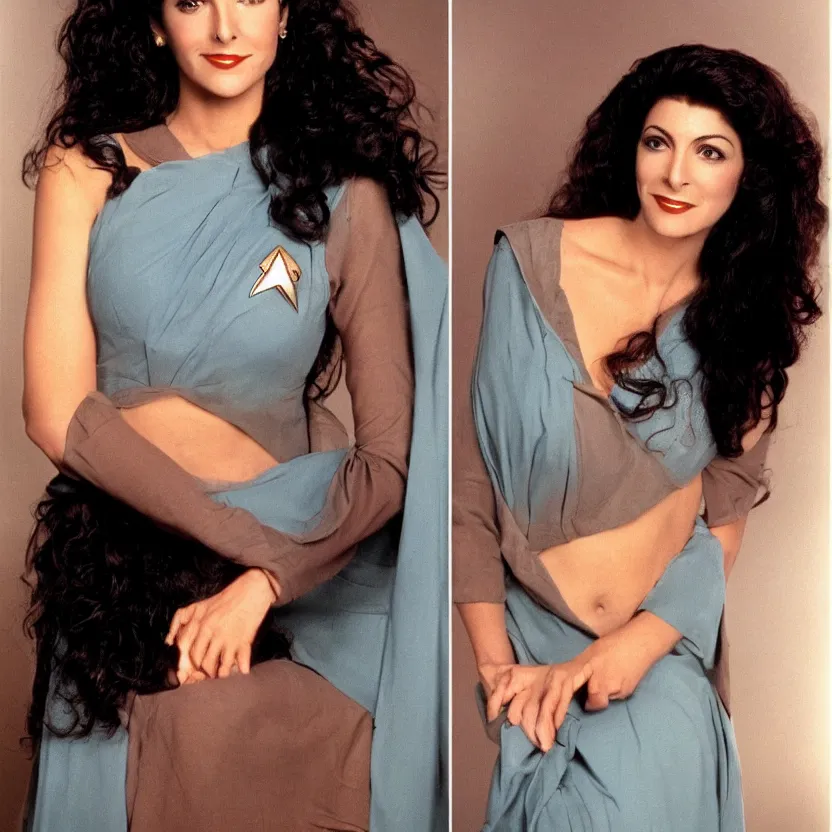 Image similar to 2 5 year old deanna troi from the first season of star trek the next generation, single person