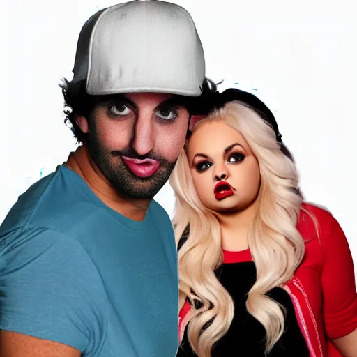 Image similar to trisha paytas eating ethan klein, h3h3, digital art, 4k