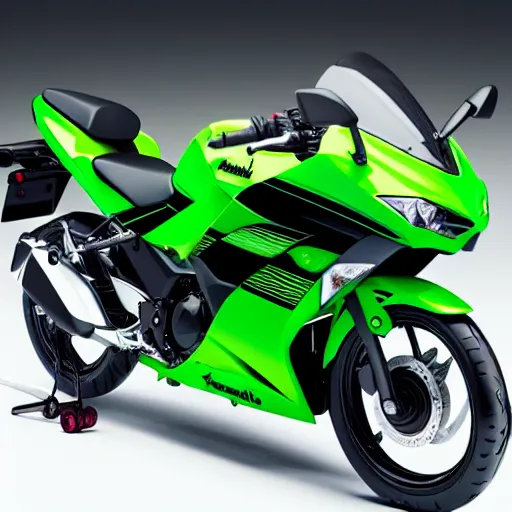 Prompt: Kawasaki Ninja 300, green and black