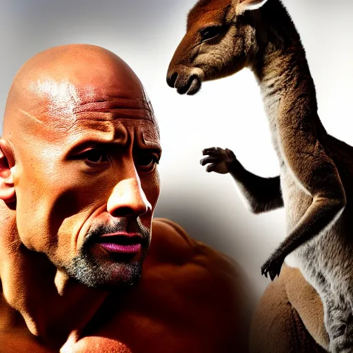 prompthunt: dwayne the rock johnson's face on the body of a kangaroo