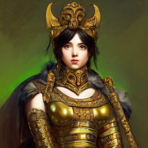 Image similar to portrait of an ancient roman character in incredible rich ornate armor, by ilya kuvshinov, by thomas lawrence, by bayard wu, trending on artstation, green, masterpiece