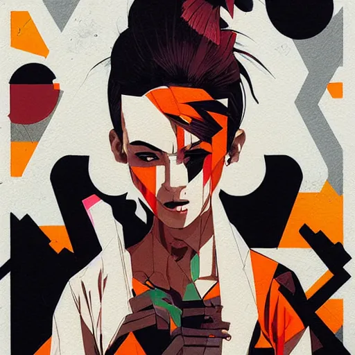 Image similar to Ibuki profile picture by Sachin Teng, asymmetrical, Organic Painting , Violent, Dark, Powerful, geometric shapes, hard edges, street fighter 3rd strike, graffiti, street art:2 by Sachin Teng:4