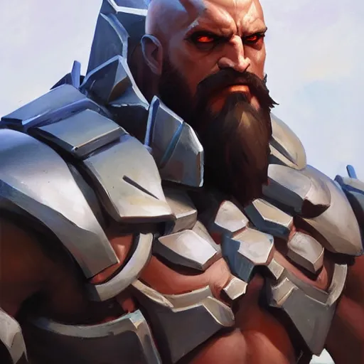 Prompt: greg manchess portrait painting of armored mega kratos as overwatch character, medium shot, asymmetrical, profile picture, organic painting, sunny day, matte painting, bold shapes, hard edges, street art, trending on artstation, by huang guangjian and gil elvgren and sachin teng