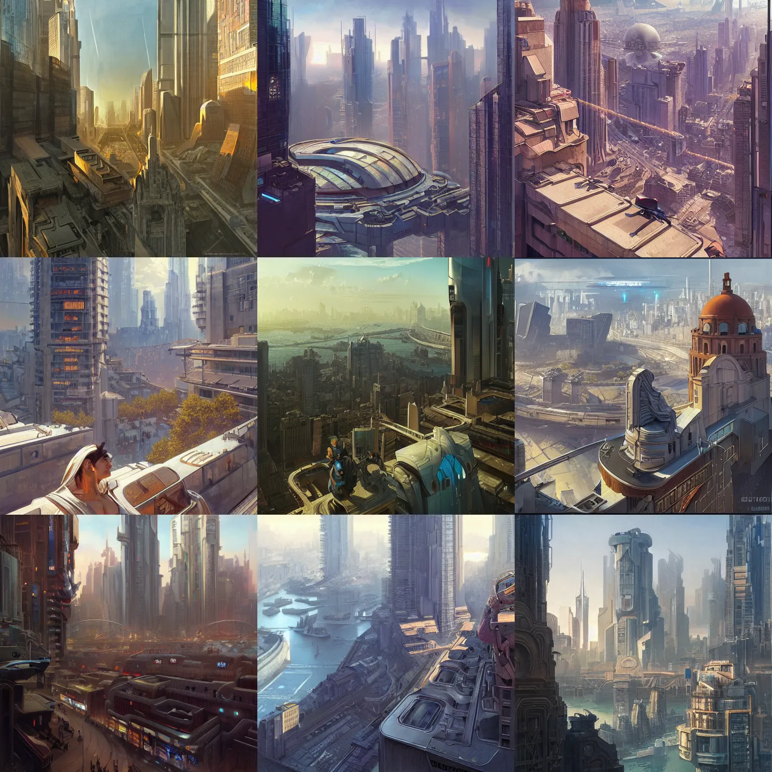 Prompt: city of the future, socialist realism, view from the eyes, cyberpunk, architecture, greek style, river, many people, highly detailed, digital painting, artstation, concept art, matte, sharp focus, illustration, art by artgerm and greg rutkowski and alphonse mucha