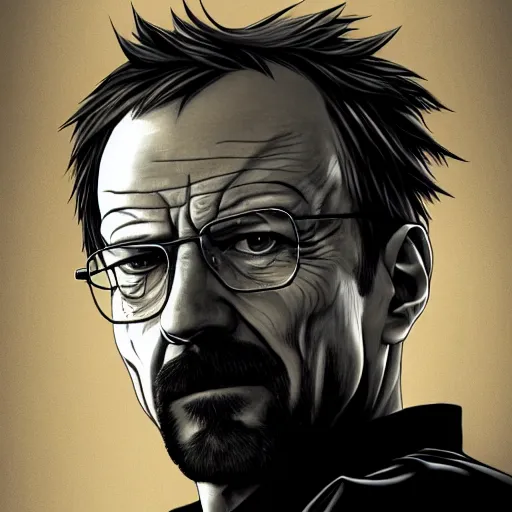 Prompt: walter white in death note, high quality, trending on artstation, 4 k