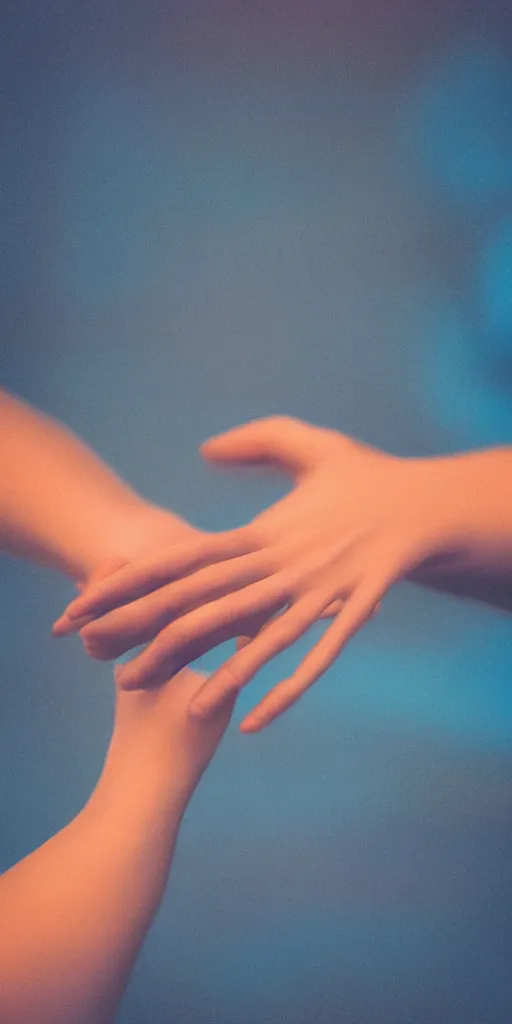 Image similar to a blurry closeup picture of woman's skin gripped tightly, female bodies, hands, macro photography, long exposure photograph, surrealism, anamorphic bokeh, orange and cyan lighting, cinematic