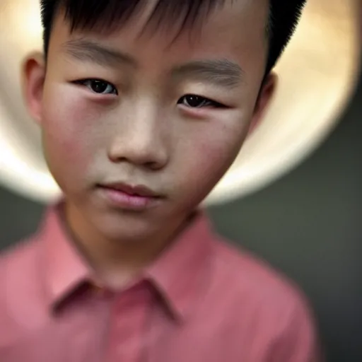 Image similar to a chinese boy, portrait photography, golden ratio, cinematography composition