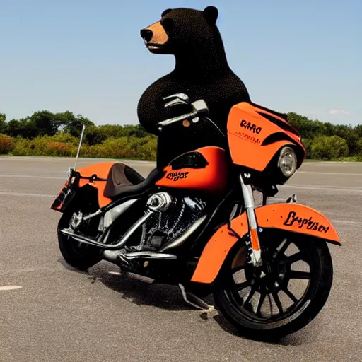 Prompt: A bear on a Harley Davidson