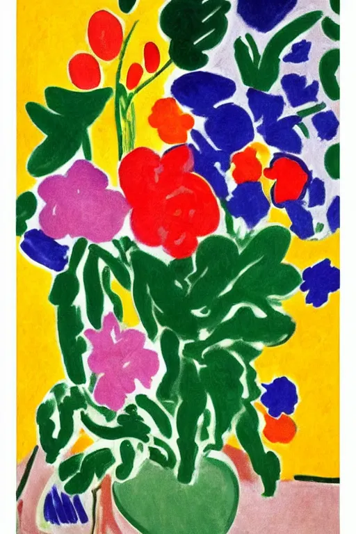 Prompt: flowers in the style oh Henri Matisse, poster