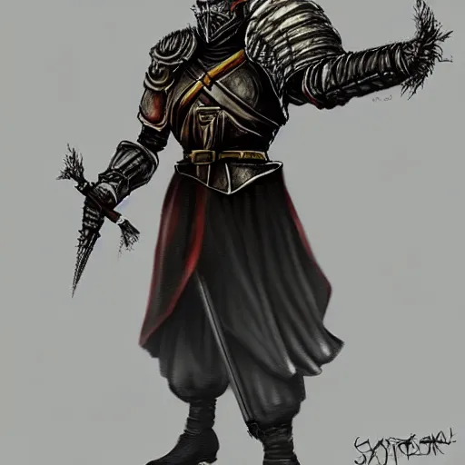 Image similar to fantasy concept art of stalin as a boss in dark souls, colored, trending on artstation
