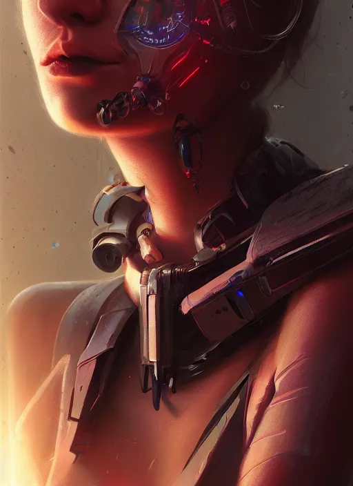 Prompt: portrait of a cyberpunk cyborg girl, art by maciej kuciara, matte painting, trending on artstation, neon, realistic shading, perfect face, fine details, radiant light, 4 k