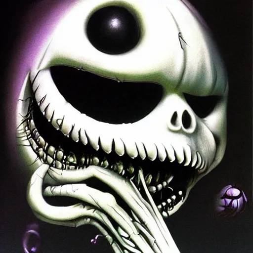 Image similar to the nightmare before christmas detailed airbrush photorealistic by h. r. giger