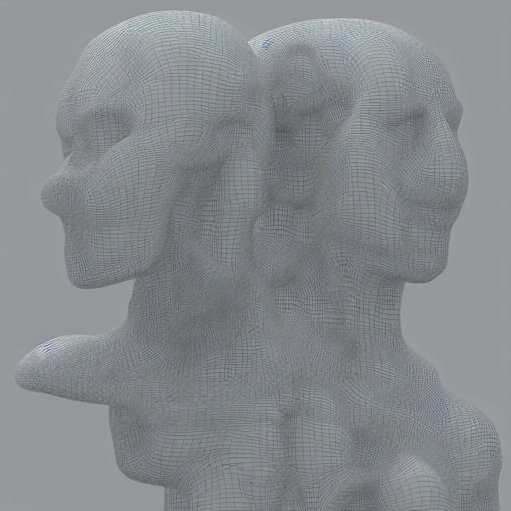 Prompt: 3 d render of a wireframe of an abstract human head, sculpture, chrometype, liquid metal, neotribal, raytraced, volumetric lightning, 8 k, by zhelong xu, tooth wu, wlop, ouchh and and innate studio