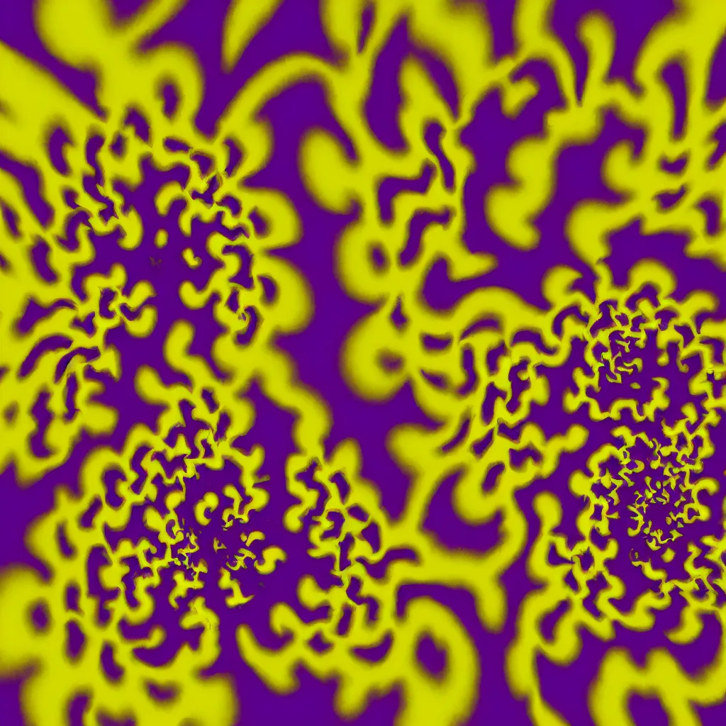 Image similar to 3 d render of yellow purple optical illusion apotheosis by victor vasarely, benoit b. mandelbrot, op art, illusion, 3 d, symbolic, hyperdetailed, translucent