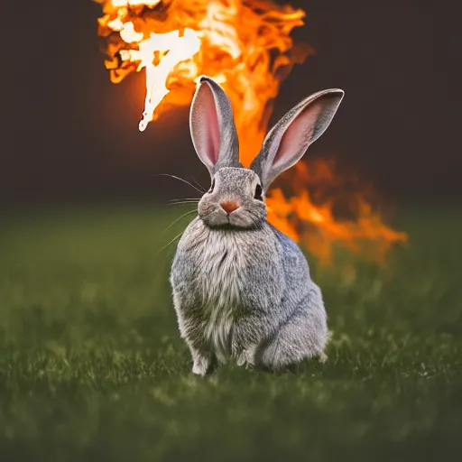 Prompt: a rabbit breathing fire, canon 7 d, 4 k photograph