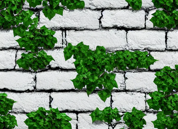 Prompt: texture, realistic white intricate brick with ivy growing along its surface, tileable, ancient, fantasy, elven