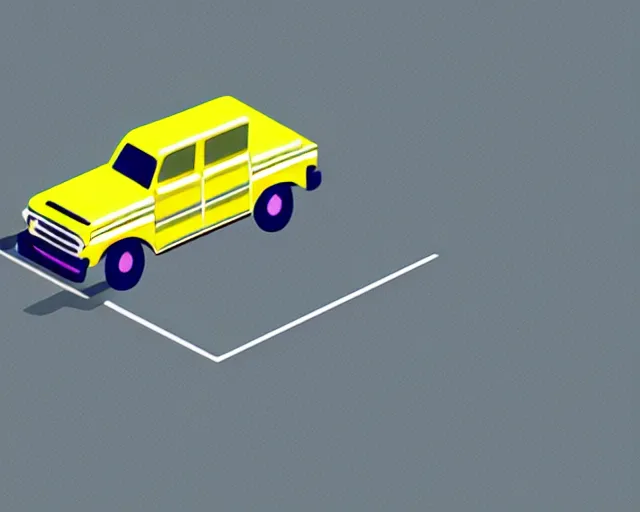 Image similar to isometric yellow pickup truck infront of a blue background