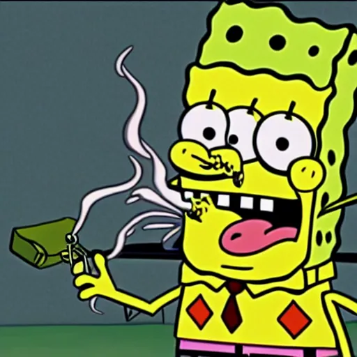 Prompt: spongebob smoking weed