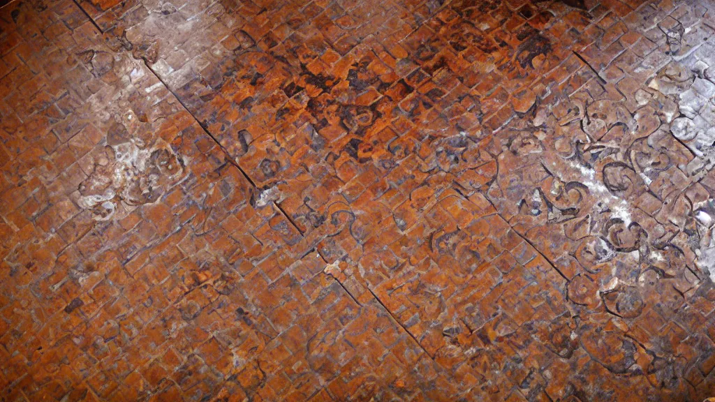 Image similar to rococo rusted push floor in a bright lobby, iso 2 0 0